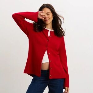 NEW NWT HATCH The Celine Contour Cardigan in cherry